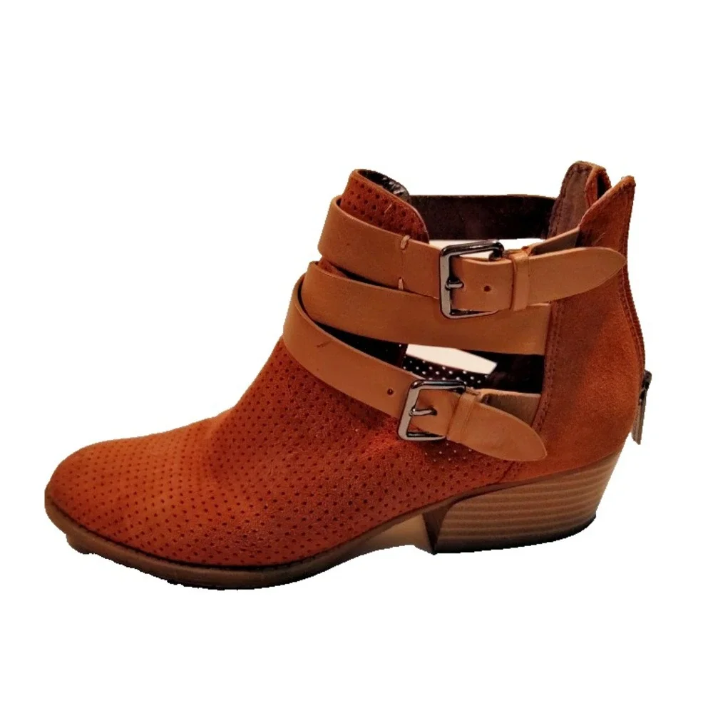 Kenneth Cole Reaction Raw Luck Women's Suede Ankle Boots 7.5 Rear Zip